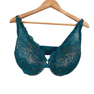 ThirdLove Size 38F Bra Teal Contour Plunge Underwire‎ Padded Lace NWOT
